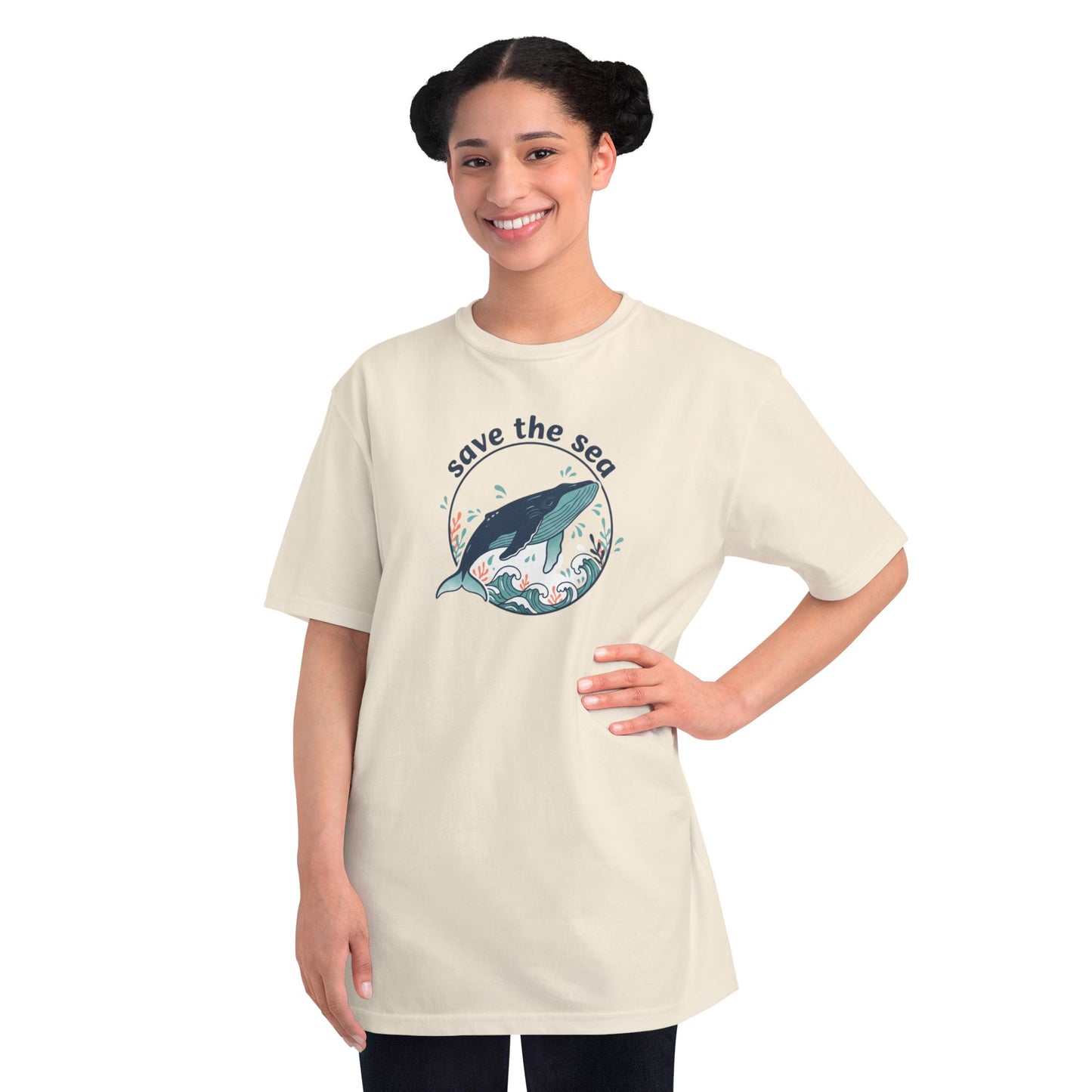 Save the Sea Whale T-Shirt — Organic Cotton Tee, Ocean Conservation Tee