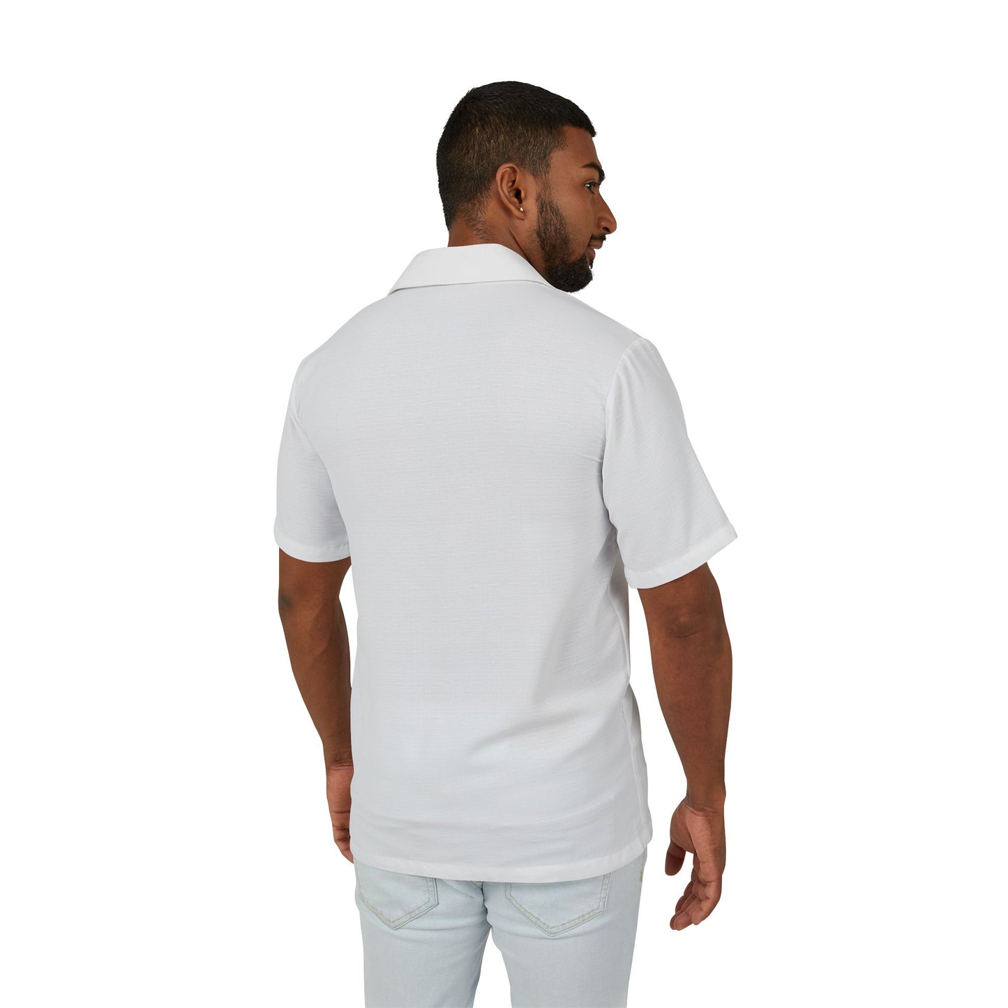 Men's White Eco-Recycled Hawaiian Camp Shirt - Minimal, Soft, Lightweight