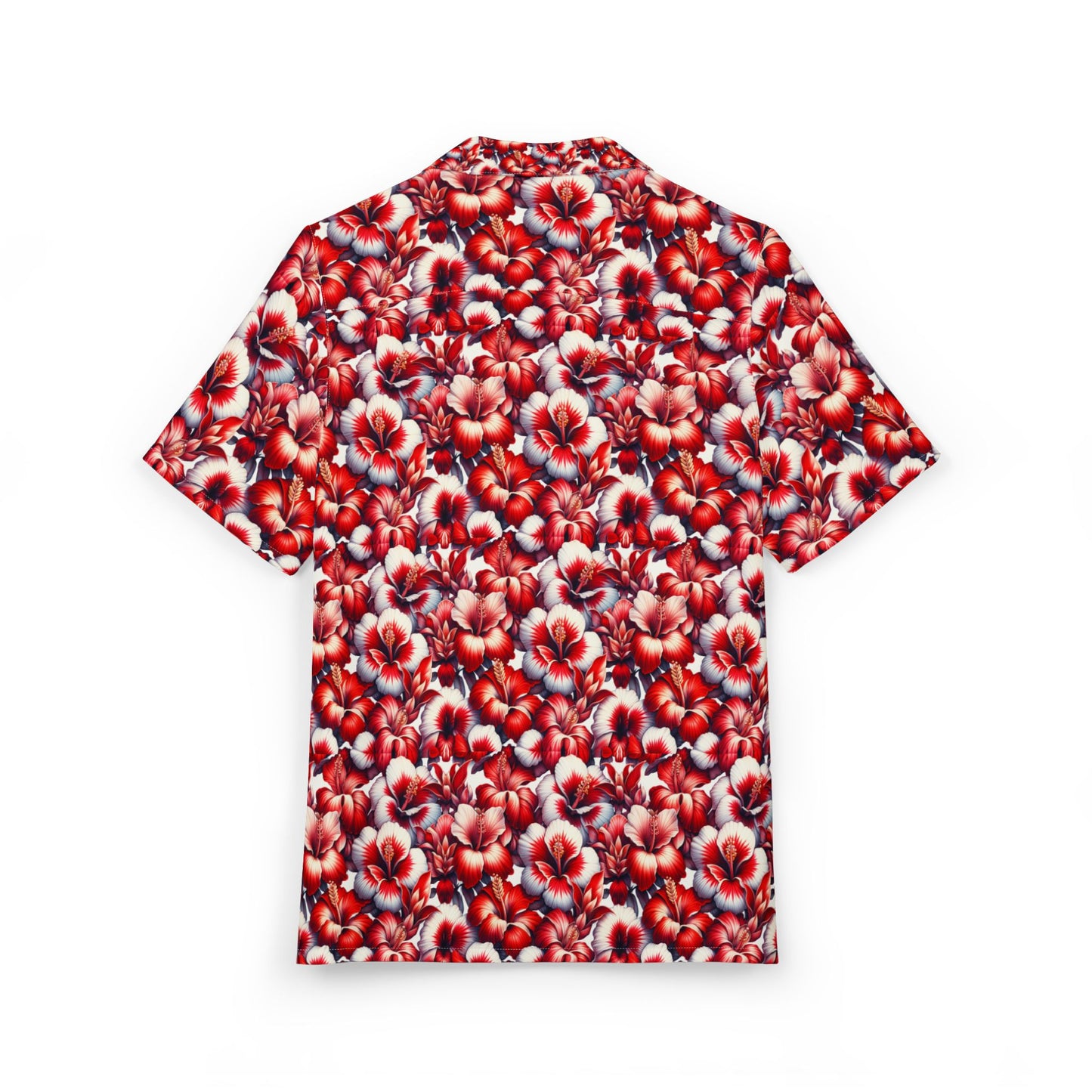 The Red Hibiscus- Hawaiian Button-Down Shirt (AOP) - Casual Surf Shirt