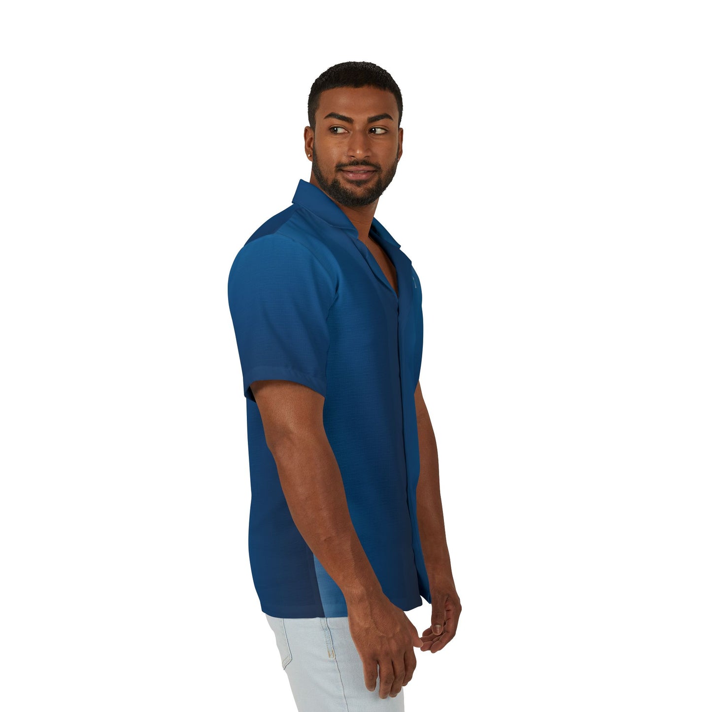 Men's Eco-Recycled Hawaiian Camp Shirt 'The Dreamer II'- Lightweight, Blue