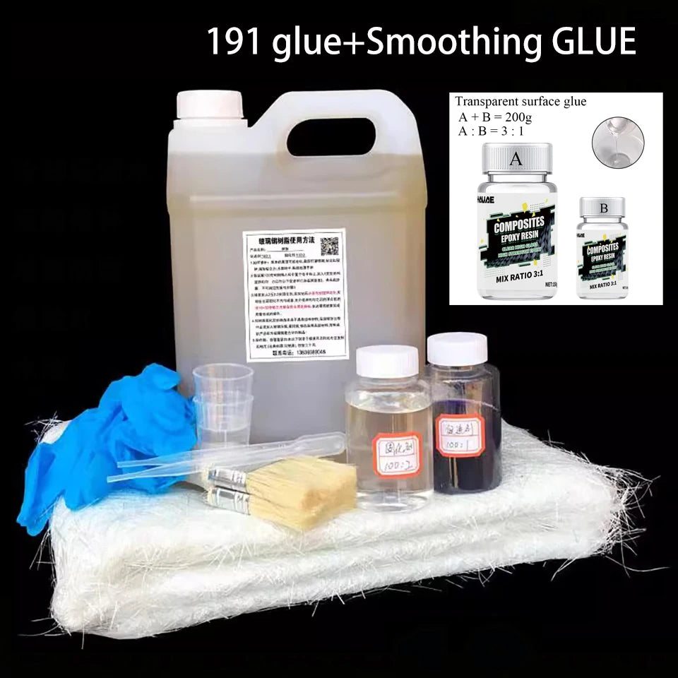 Epoxy Surfboard Fiberglass Repair Kit, 2.2lbs (1kg), 191/196 Grade Options