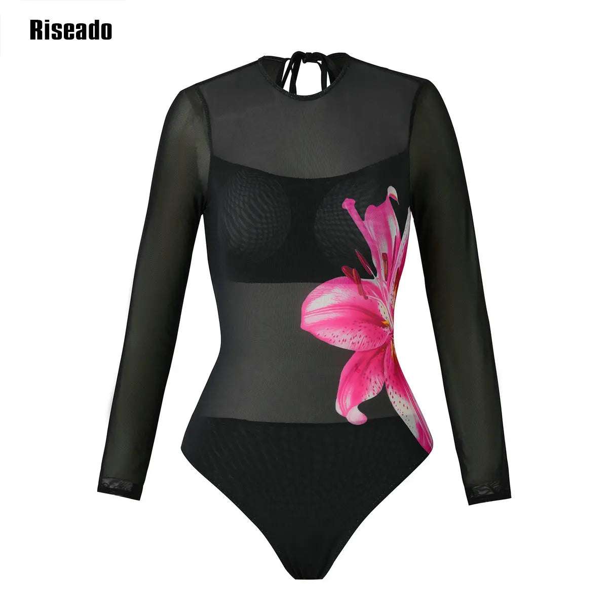 Women's Sheer Sexy High Waist Mesh Swimsuit - One Piece Suit with Skirt Option