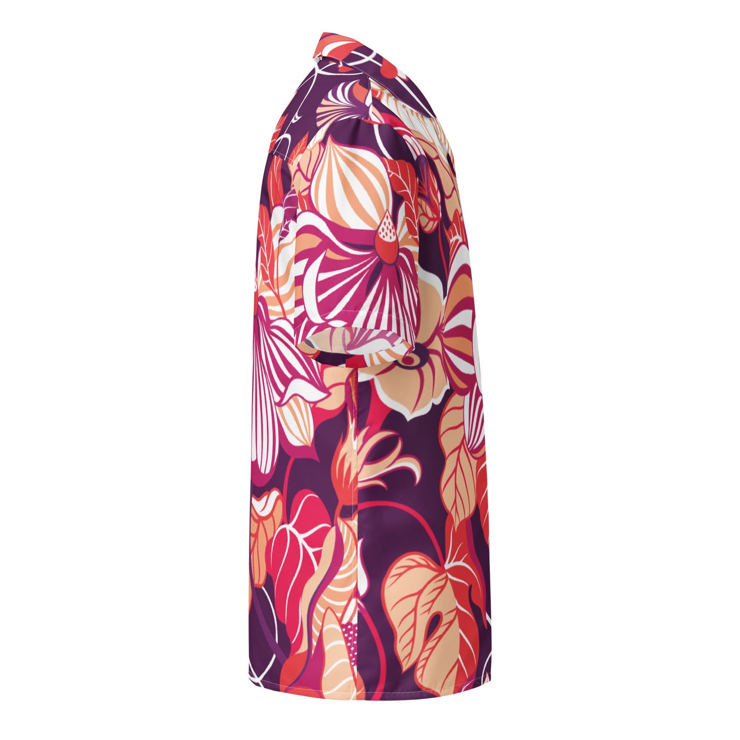 Carmine Floral Aloha Hawaiian Shirt, Lightweight Vibrant Design UPF50+