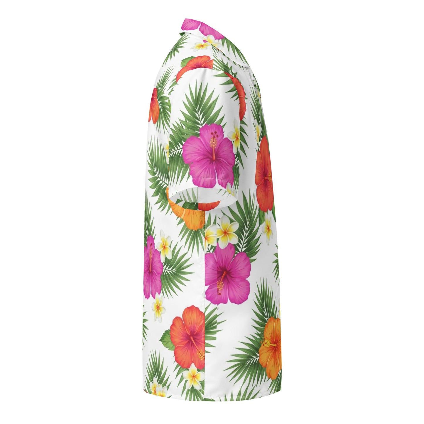 Aloha Hawaiian Button Down Shirt, Floral White, Lightweight UPF50+ Protection