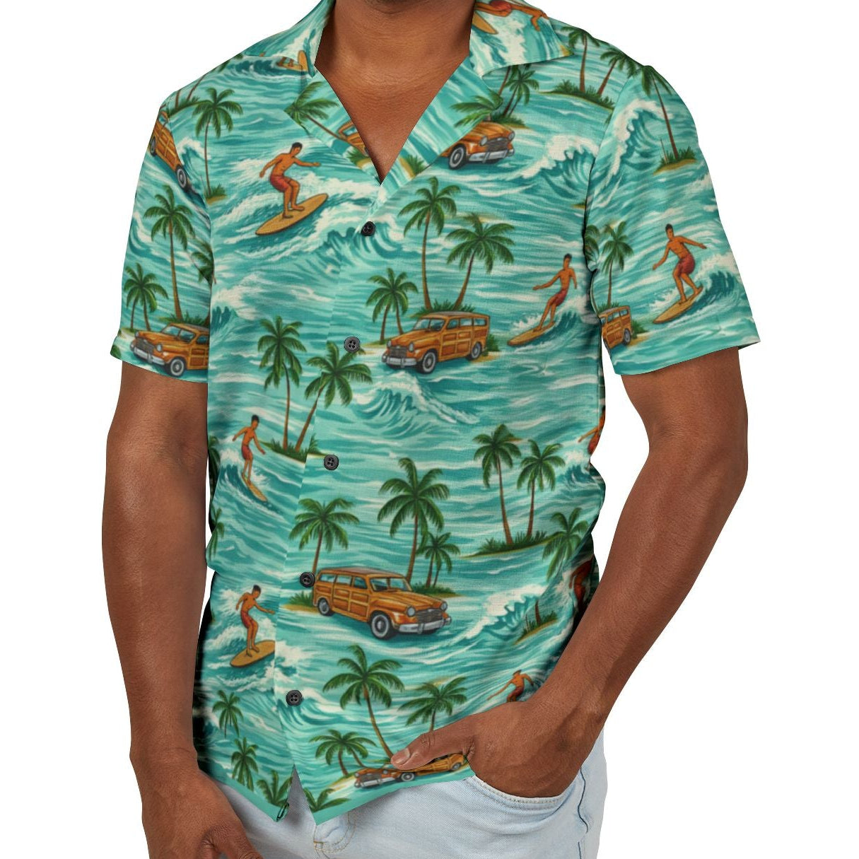 Men's 'Woody II' Hawaiian Camp Shirt - Lightweight Eco-Recycled Material
