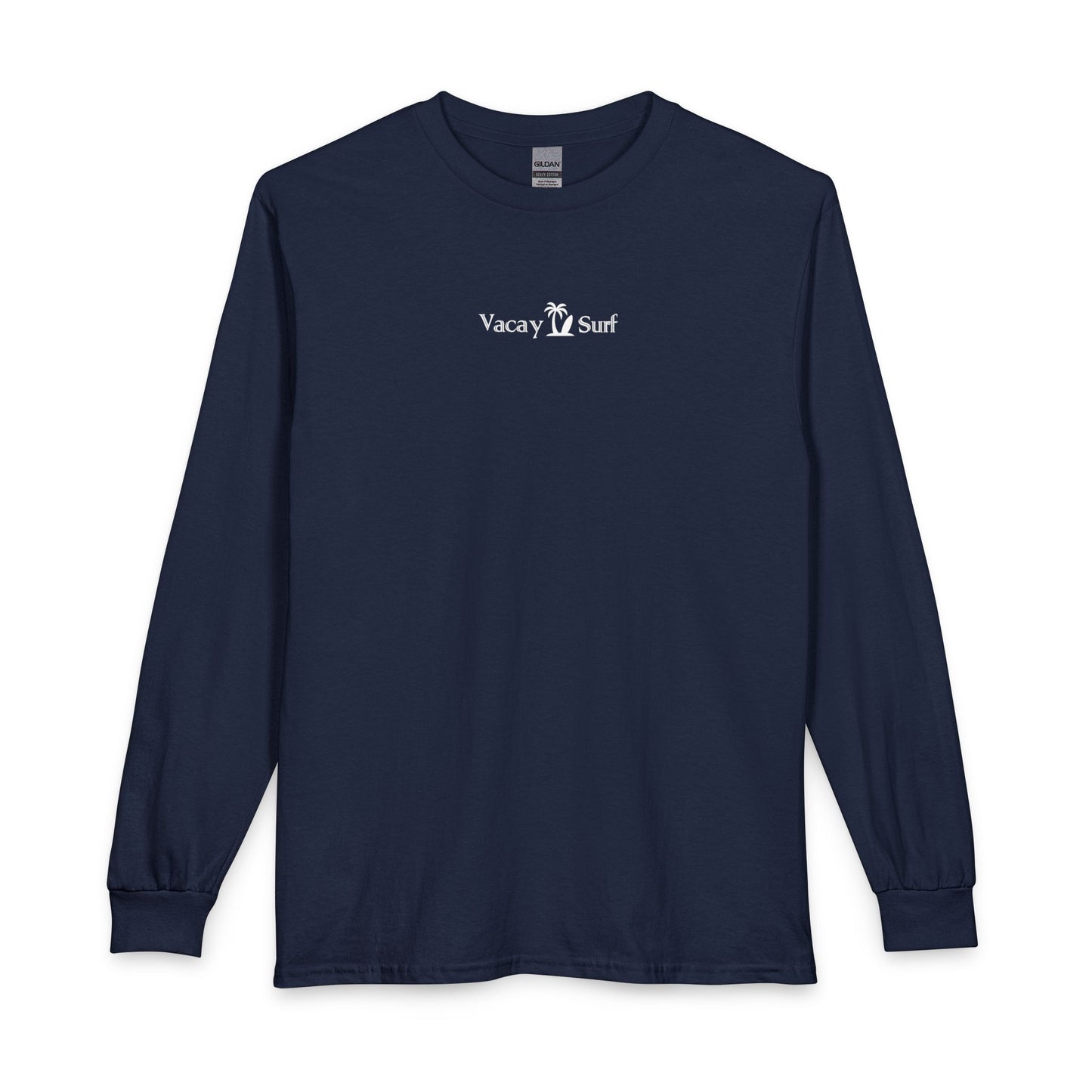 Vacay Surf Minimal Long Sleeve Tee - Casual 100% Cotton, Color Options