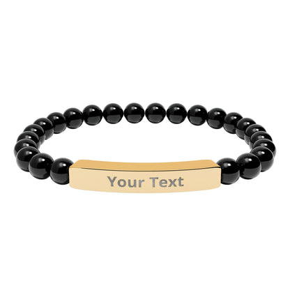 Personalized Natural Stone Stretch Bar Bracelet | Men/Women, Color Options
