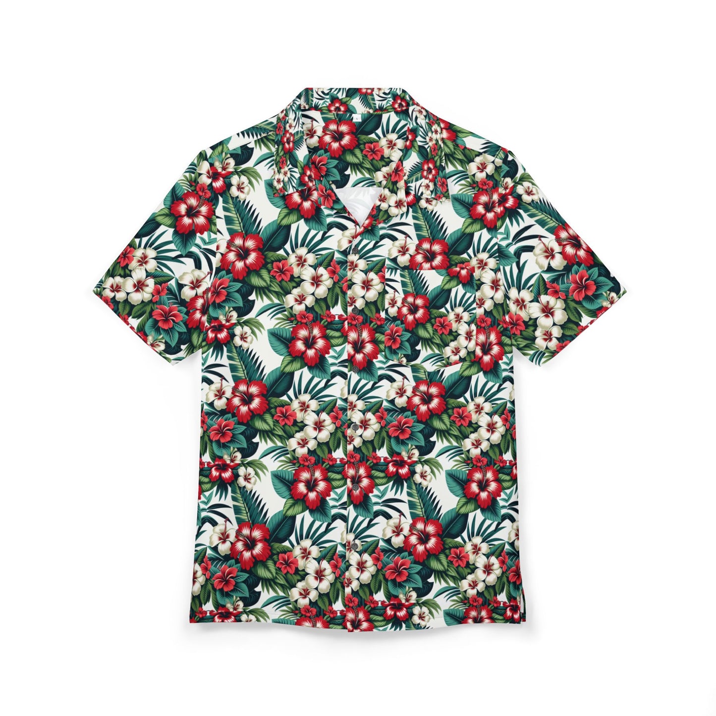 The Classic II - Hawaiian Button-Down Shirt, Red, Green, White, Soft Casual Feel