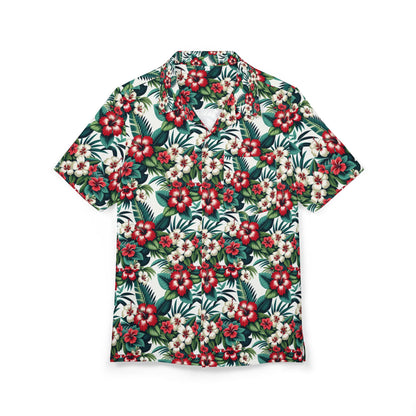 The Classic II - Hawaiian Button-Down Shirt, Red, Green, White, Soft Casual Feel