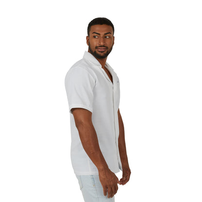 Men's White Eco-Recycled Hawaiian Camp Shirt - Minimal, Soft, Lightweight