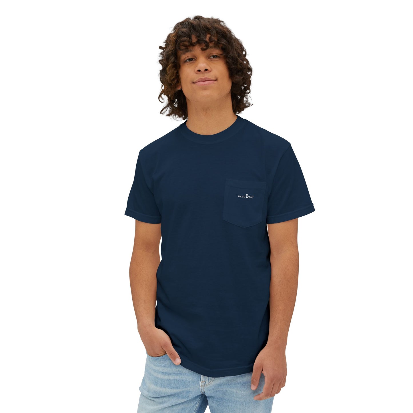 Pocket Tee - Minimal Pocket T-Shirt, 100% Cotton, Navy/Gray Color Optons