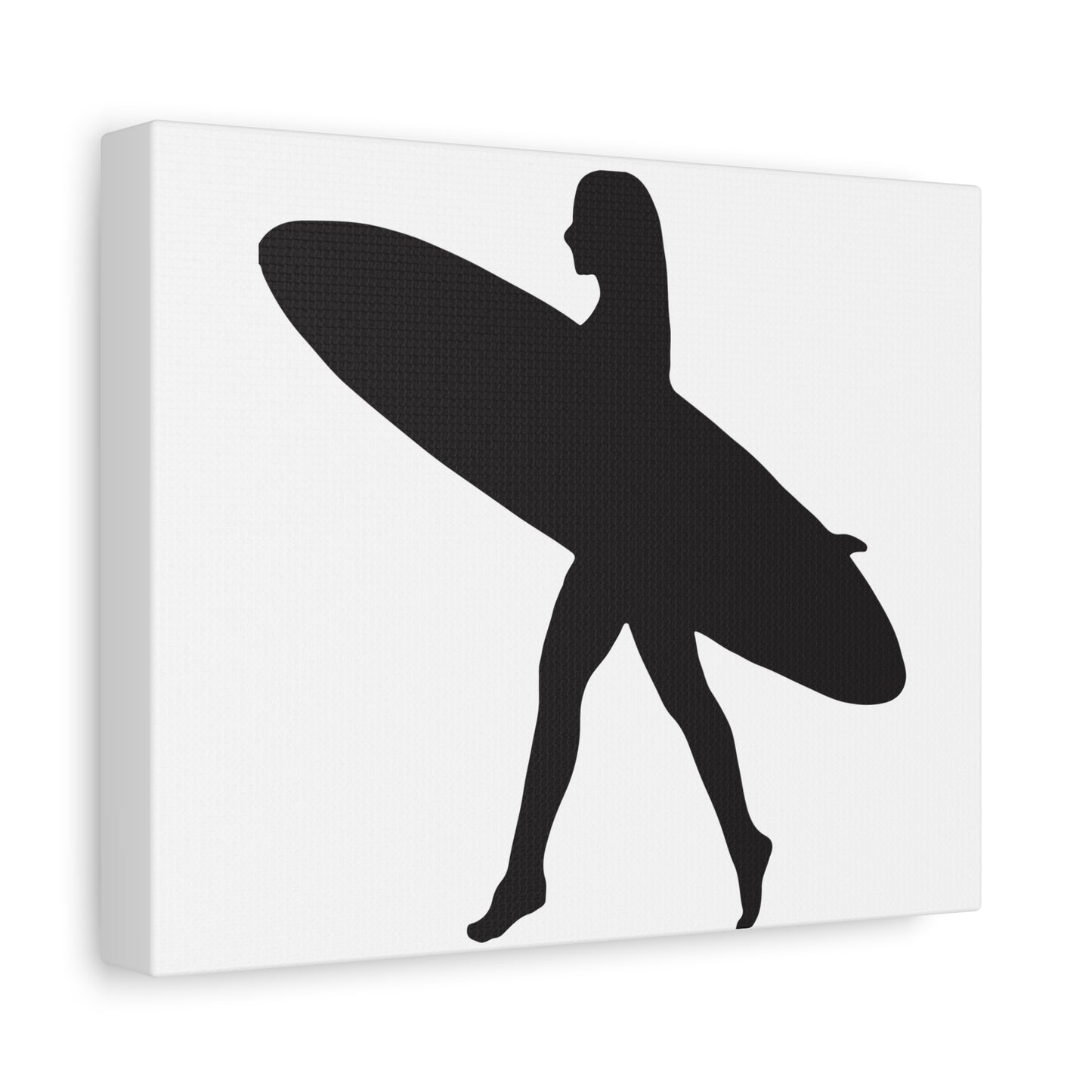 'Surfer Sillouette'  10" x 8" Matte Canvas Wall Art - Black and White Print
