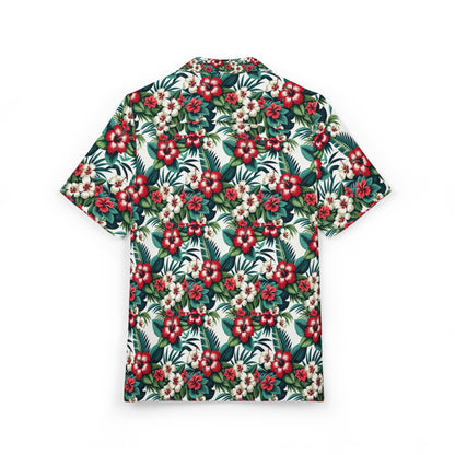 The Classic II - Hawaiian Button-Down Shirt, Red, Green, White, Soft Casual Feel
