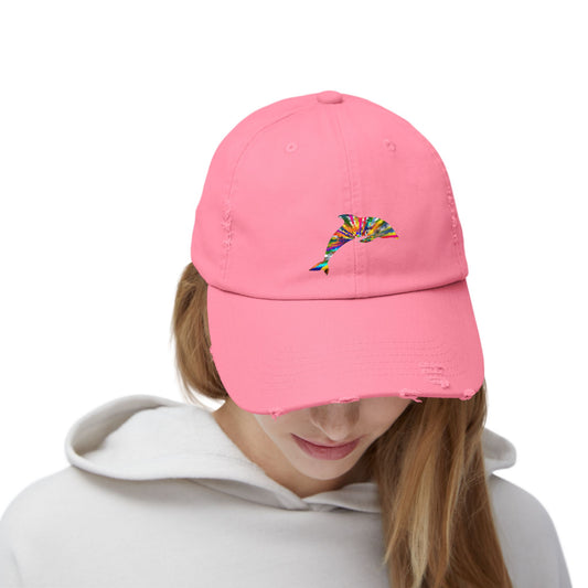 Dolphin Logo Distressed Hat - Nature Hat, Cute Pink Cap, Color Options