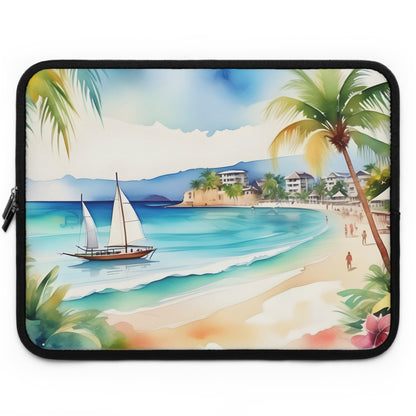 Laptop Sleeve Cover | Art Print Paradise Beach View, 7" to 17" Size Options