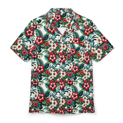 The Classic II - Hawaiian Button-Down Shirt, Red, Green, White, Soft Casual Feel