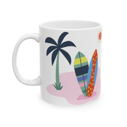 Beach Style Coffee Mug, Ceramic Coffee Cup, 11oz or 15oz Size, Perfect Gift
