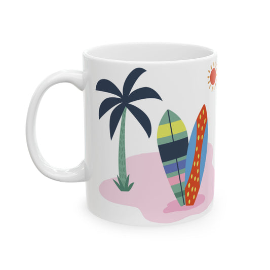Beach Style Coffee Mug, Ceramic Coffee Cup, 11oz or 15oz Size, Perfect Gift