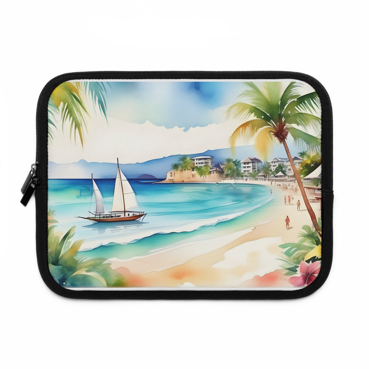 Laptop Sleeve Cover | Art Print Paradise Beach View, 7" to 17" Size Options