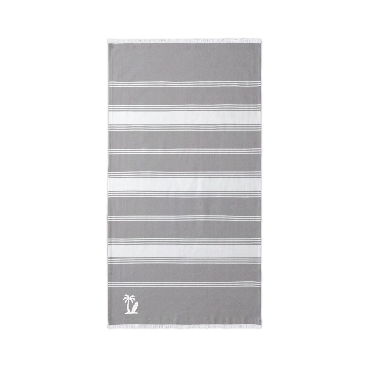 Embroidered Striped Beach Throw Towel with Fringe | Lightweight 100% Cotton