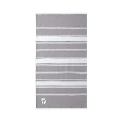 Embroidered Striped Beach Throw Towel with Fringe | Lightweight 100% Cotton