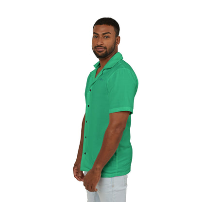 Men's Eco-Recycled Green Hawaiian Camp Shirt - Minimal, Soft, Lightweight