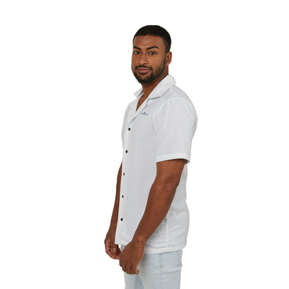 Men's White Eco-Recycled Hawaiian Camp Shirt - Minimal, Soft, Lightweight