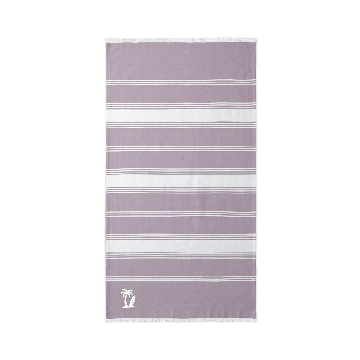 Embroidered Striped Beach Throw Towel with Fringe | Lightweight 100% Cotton