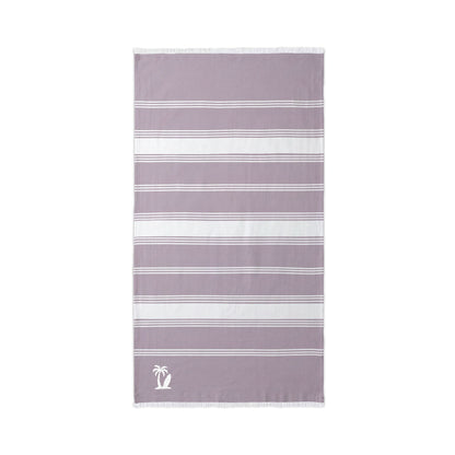 Embroidered Striped Beach Throw Towel with Fringe | Lightweight 100% Cotton