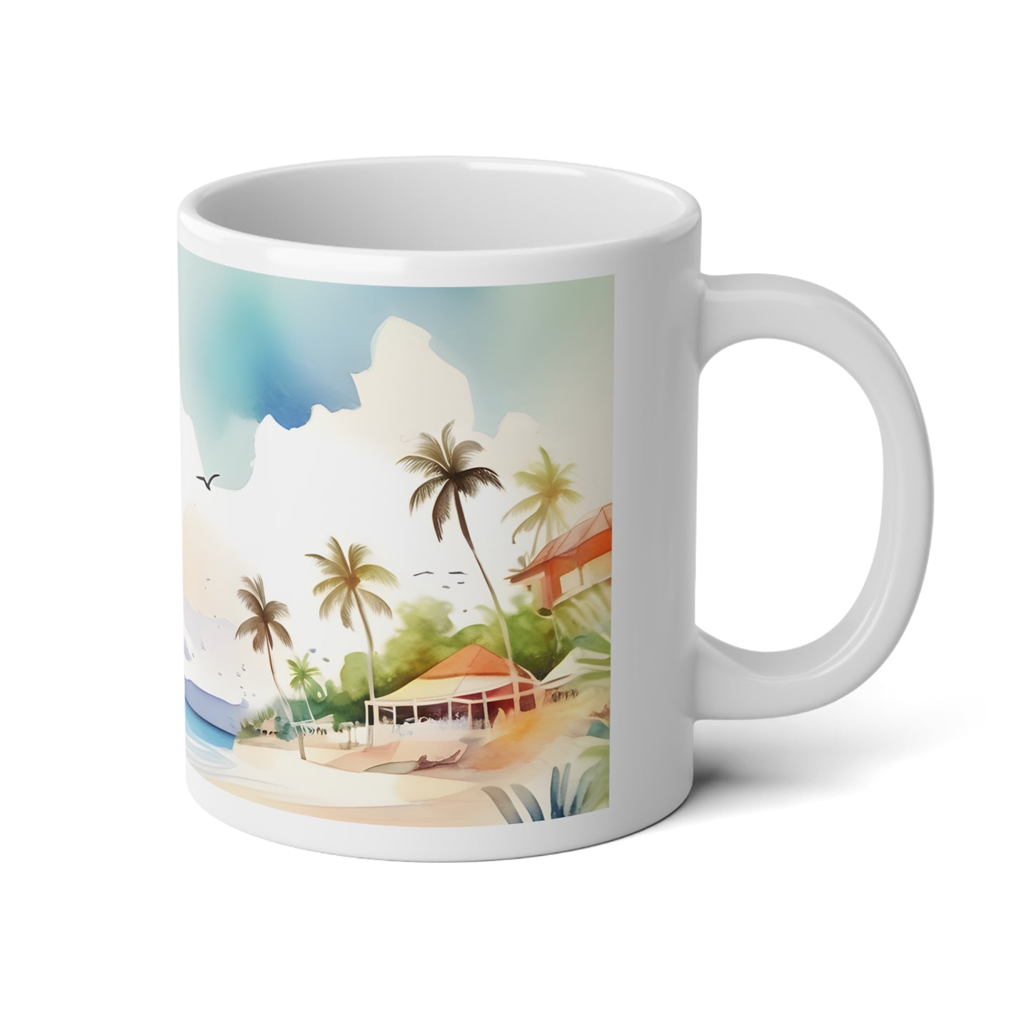Jumbo Mug, Tropical Paradise Beach Seascape, 20oz