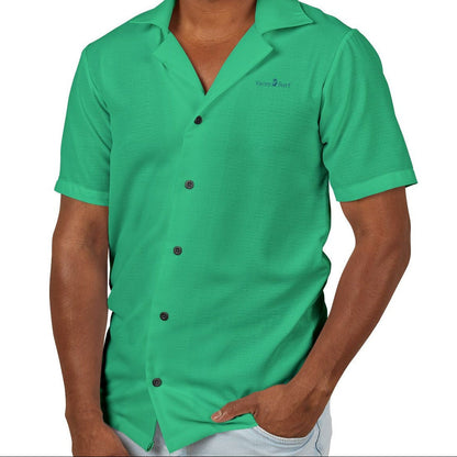 Men's Eco-Recycled Green Hawaiian Camp Shirt - Minimal, Soft, Lightweight