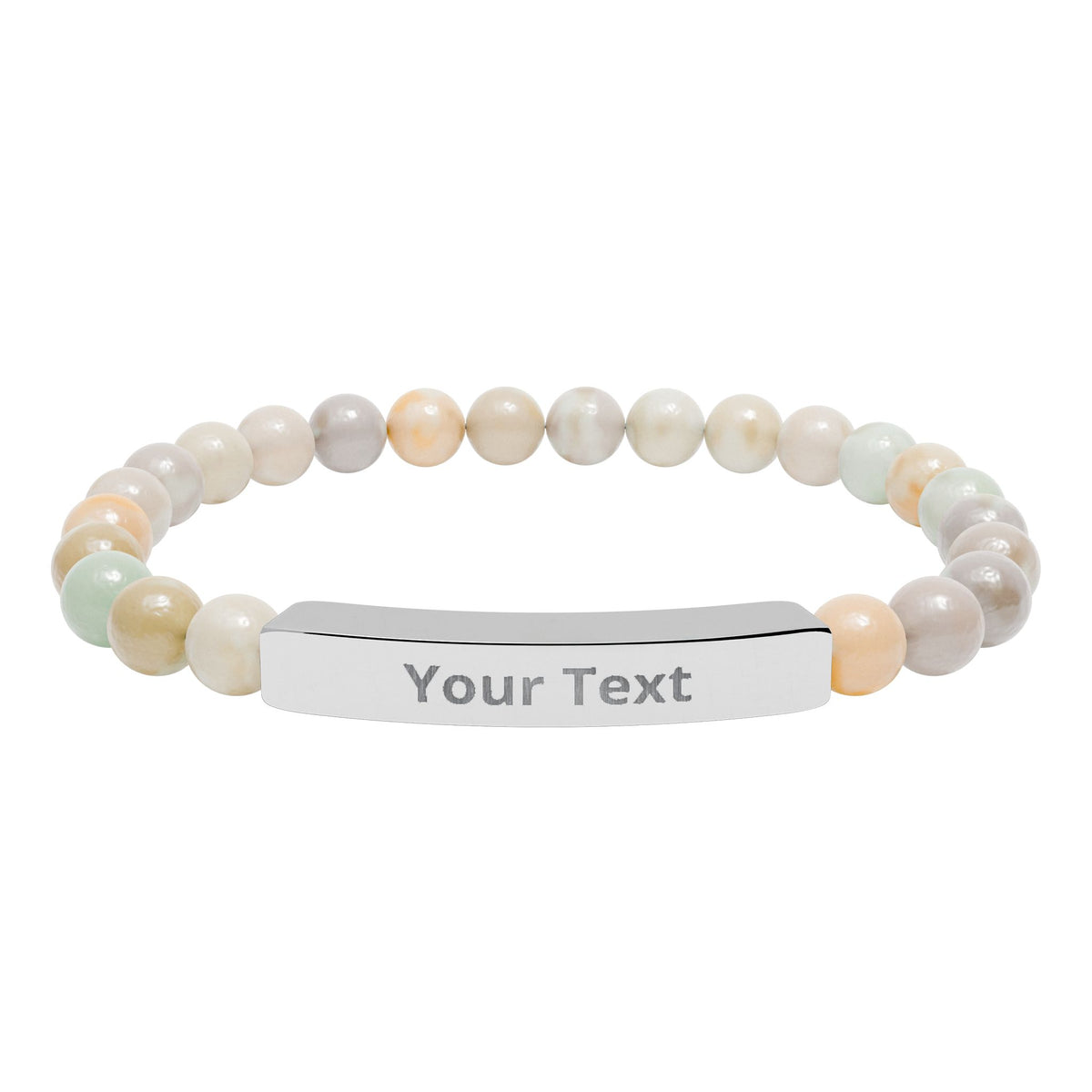 Personalized Natural Stone Stretch Bar Bracelet | Men/Women, Color Options