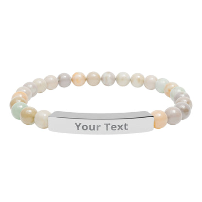 Personalized Natural Stone Stretch Bar Bracelet | Men/Women, Color Options