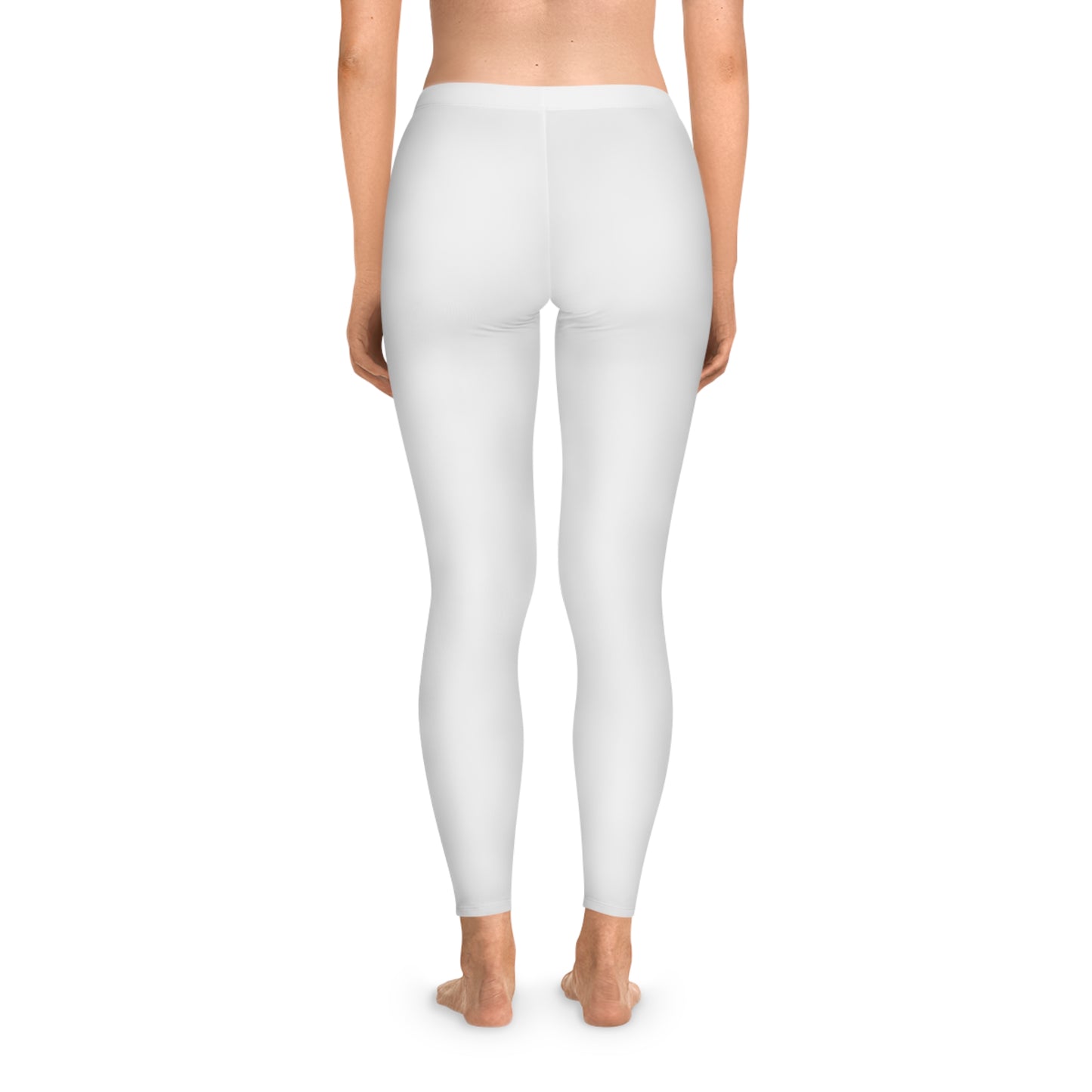 Women's White Stretch Leggings with Small VS Print — Minimal Yoga Leggings