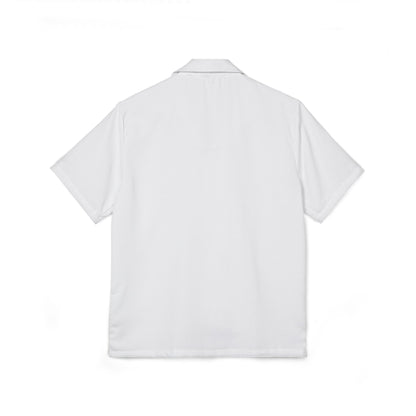 Men's White Eco-Recycled Hawaiian Camp Shirt - Minimal, Soft, Lightweight