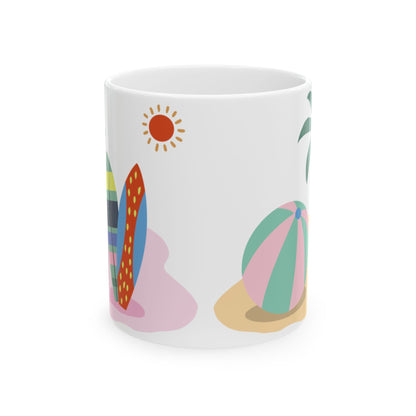 Beach Style Coffee Mug, Ceramic Coffee Cup, 11oz or 15oz Size, Perfect Gift