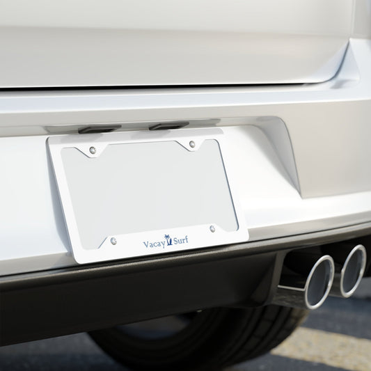 Vacay Surf Metal License Plate Frame | Aluminum / Silver, Standard Size