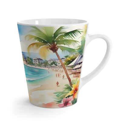 Latte Mug, Artistic Seascape Beach Design, Great for Morning Latte Coffee 12oz