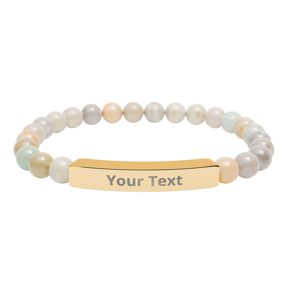 Personalized Natural Stone Stretch Bar Bracelet | Men/Women, Color Options