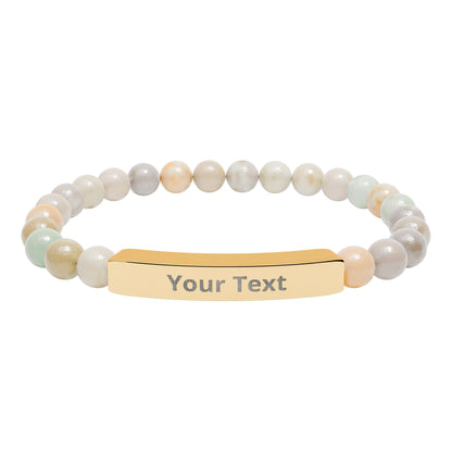Personalized Natural Stone Stretch Bar Bracelet | Men/Women, Color Options