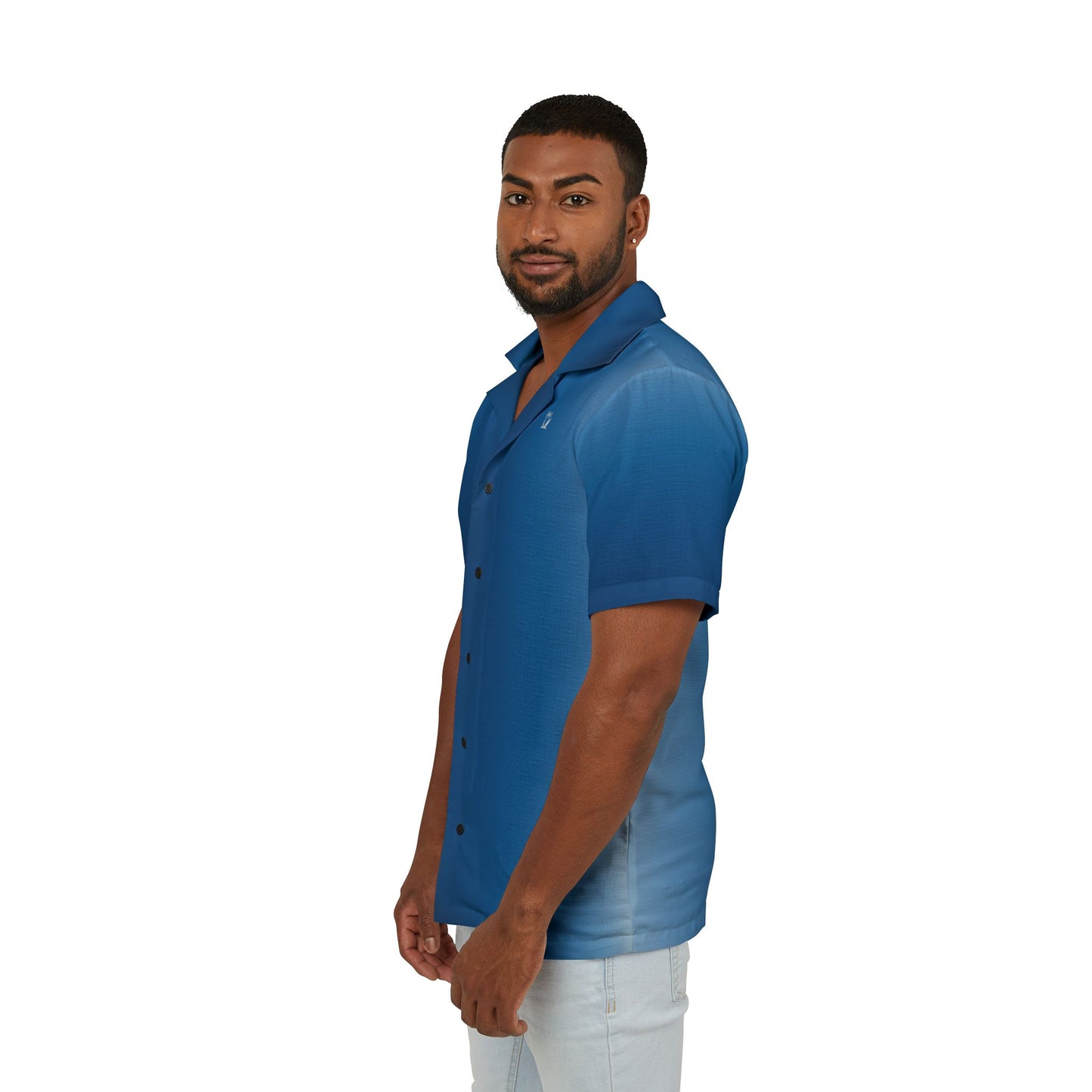 Men's Eco-Recycled Hawaiian Camp Shirt 'The Dreamer II'- Lightweight, Blue