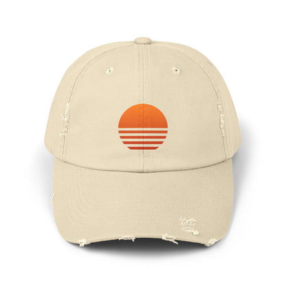 Sun Design Distressed Hat, Casual Surf Hat, 100% Cotton Cap, Color Options