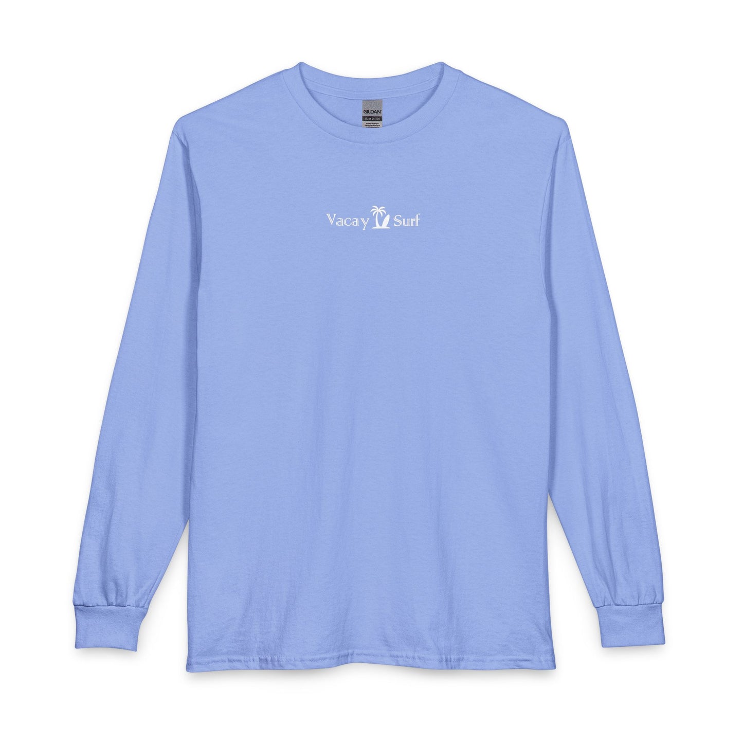 Vacay Surf Minimal Long Sleeve Tee - Casual 100% Cotton, Color Options