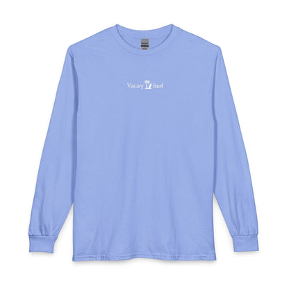 Vacay Surf Minimal Long Sleeve Tee - Casual 100% Cotton, Color Options