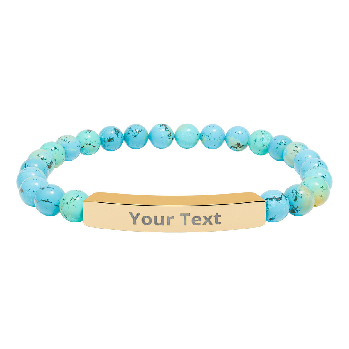Personalized Natural Stone Stretch Bar Bracelet | Men/Women, Color Options