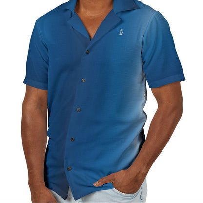 Men's Eco-Recycled Hawaiian Camp Shirt 'The Dreamer II'- Lightweight, Blue