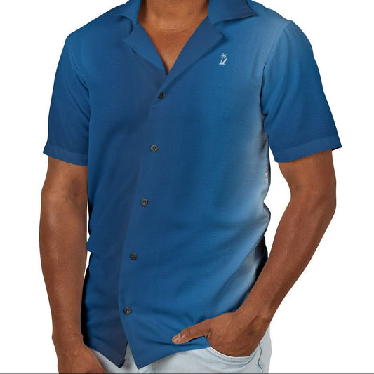 Men's Eco-Recycled Hawaiian Camp Shirt 'The Dreamer II'- Lightweight, Blue