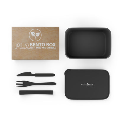 Sustainable Lunch / Bento Box | 100% PLA Bioplastic, Fitted Lid, Band, PLA Utensils
