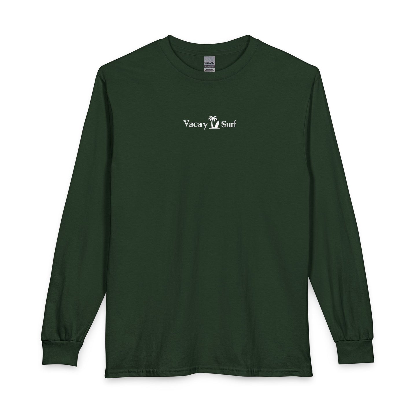 Vacay Surf Minimal Long Sleeve Tee - Casual 100% Cotton, Color Options