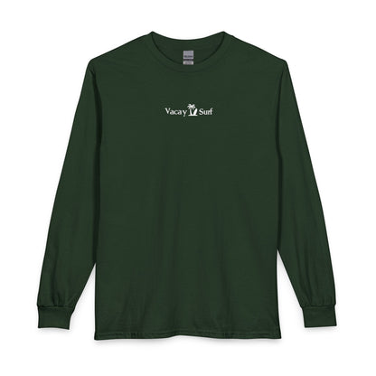 Vacay Surf Minimal Long Sleeve Tee - Casual 100% Cotton, Color Options